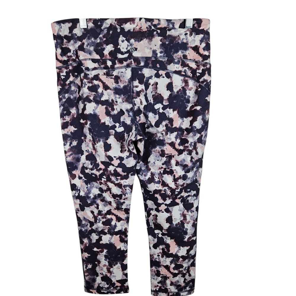 Marika Sport Womens‎ Purple Pink Abstract Print High Waist Capri Leggings L - Picture 5 of 12